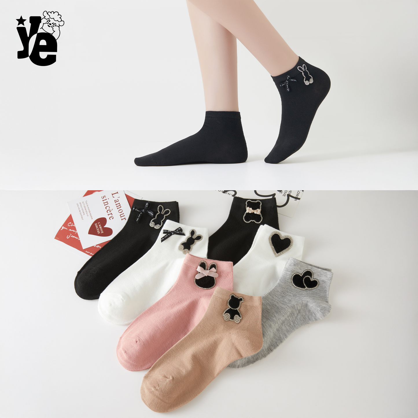Calcetas Cortas para dama con detalles brillantes 6 a 12 pares Ye Store