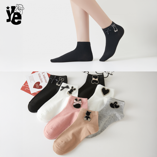 Calcetas Cortas para dama con detalles brillantes 6 a 12 pares Ye Store