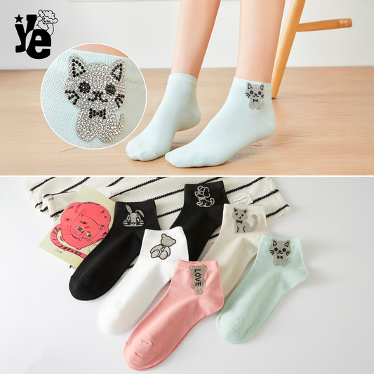 Calcetas Cortas para dama con detalles brillantes 6 a 12 pares Ye Store