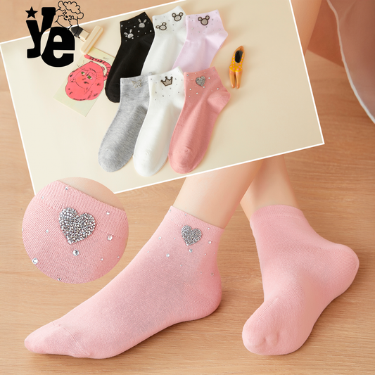 Calcetas Cortas para dama con detalles brillantes 6 a 12 pares Ye Store