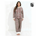 Conjunto de Pijama para Dama a Rayas: Sudadera con Capucha y Pantalón Calientito