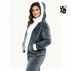 Conjunto de Pijama para Dama a Rayas: Sudadera con Capucha y Pantalón Calientito