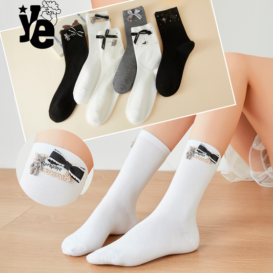 Calcetas tobilleras para dama con detalles brillantes 6 a 12 pares Ye Store
