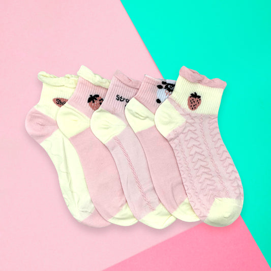 Calceta Tobillera Para Dama Bulto 1200 Pares Cómodos Algodón Lindos Suaves Estampado Ye Store