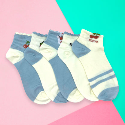 Calceta Tobillera Para Dama Bulto 1200 Pares Cómodos Algodón Lindos Suaves Estampado Ye Store