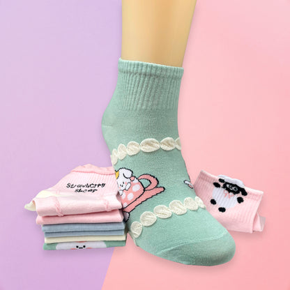 Calceta Tobillera Para Dama Bulto 1200 Pares Cómodos Algodón Lindos Suaves Estampado Ye Store