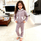 Pijama Térmica Infantil de 2 Piezas: Sudadera con Orejitas y Pantalón Ultra Suave