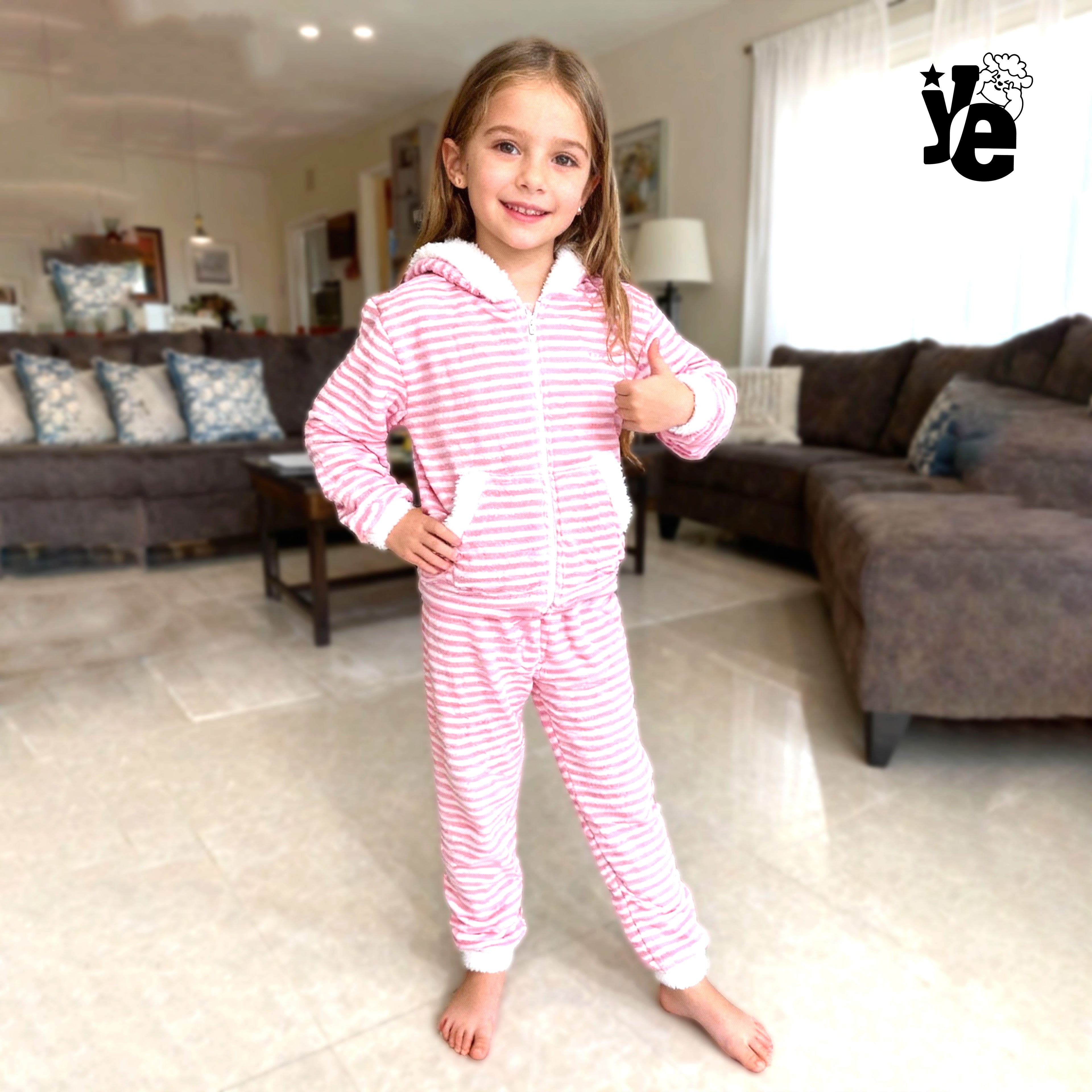 Pijama Térmica Infantil de 2 Piezas: Sudadera con Orejitas y Pantalón Ultra Suave