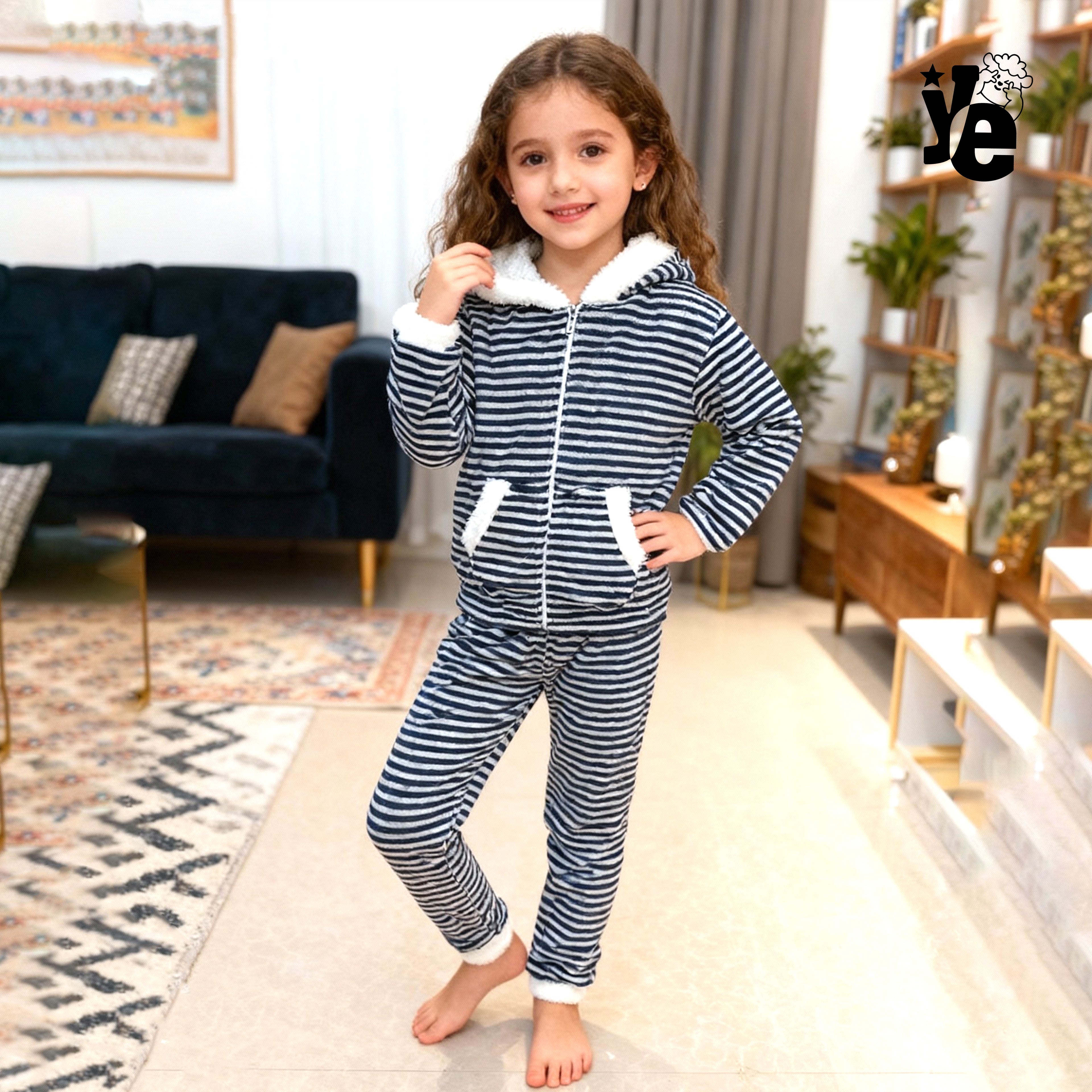 Pijama Térmica Infantil de 2 Piezas: Sudadera con Orejitas y Pantalón Ultra Suave