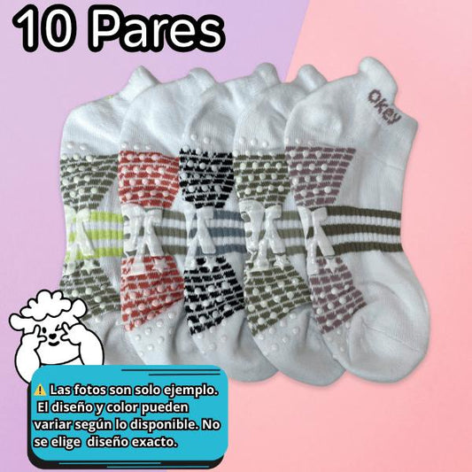 Calcetines Unisex Antideslizantes Paquete de 10 Pares Cómodos Algodón para Yoga y Pilates Ye Store
