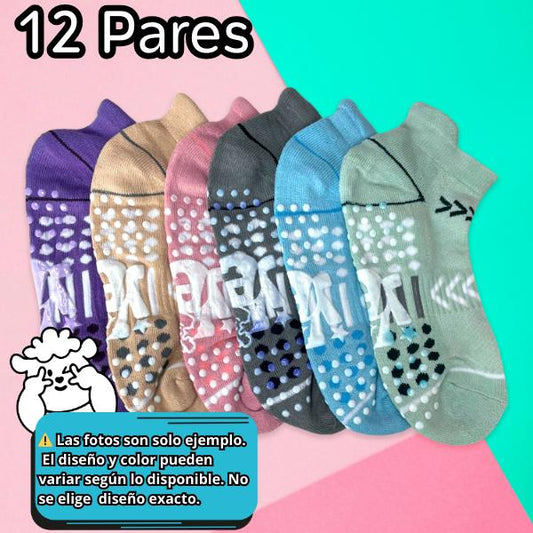 Calceta corta Unisex Antiderrapante Paquete 12 pares Antideslizante Cómoda Segura Ye Store
