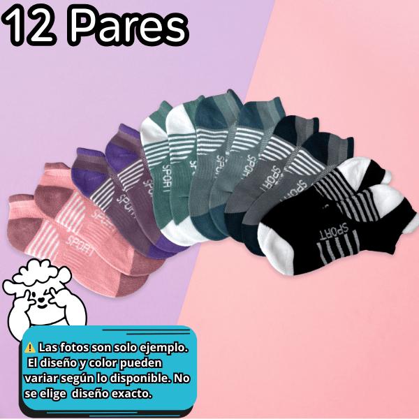Calcetas para Dama Paquete de 12 Pares Elásticas Suaves y Cómodas en Varios Colores Frescos Ye Store