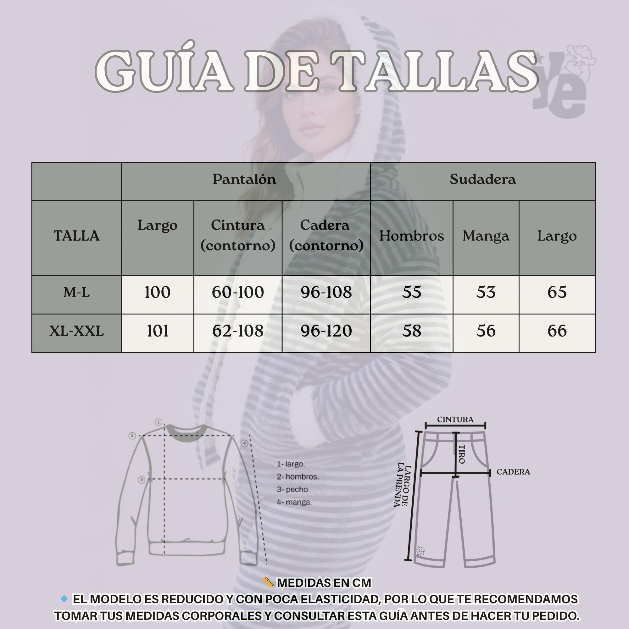 Conjunto de Pijama para Dama a Rayas: Sudadera con Capucha y Pantalón Calientito