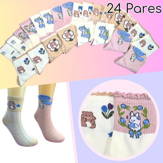 Calcetas Tobilleras para dama paquete de 24 pares SURTIDO Mayoreo