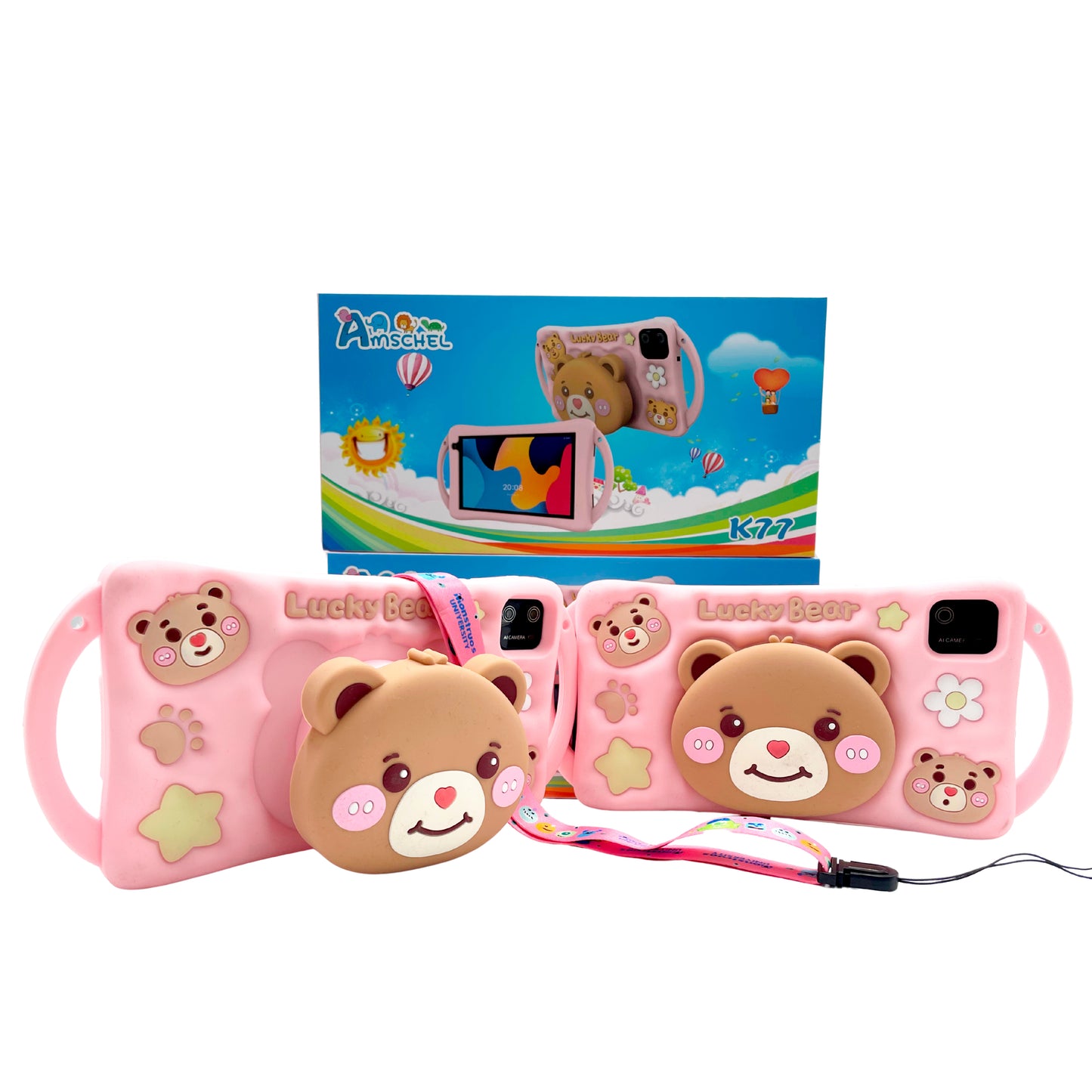 Tablet para Niños Amschel – Pantalla Táctil, WiFi y Funda con Diseño Divertido Antigolpes