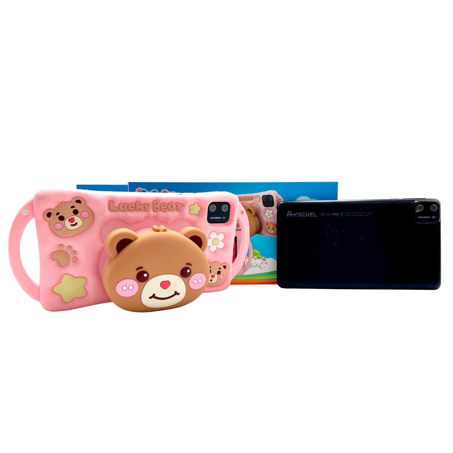 Tablet para Niños Amschel – Pantalla Táctil, WiFi y Funda con Diseño Divertido Antigolpes
