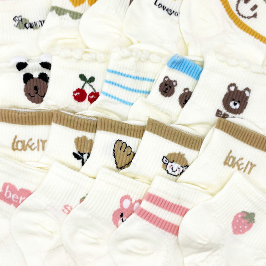 Calceta Tobillera Para Dama Paquete 10 Pares Cómodos Algodón Lindos Suaves Estampado Ye Store