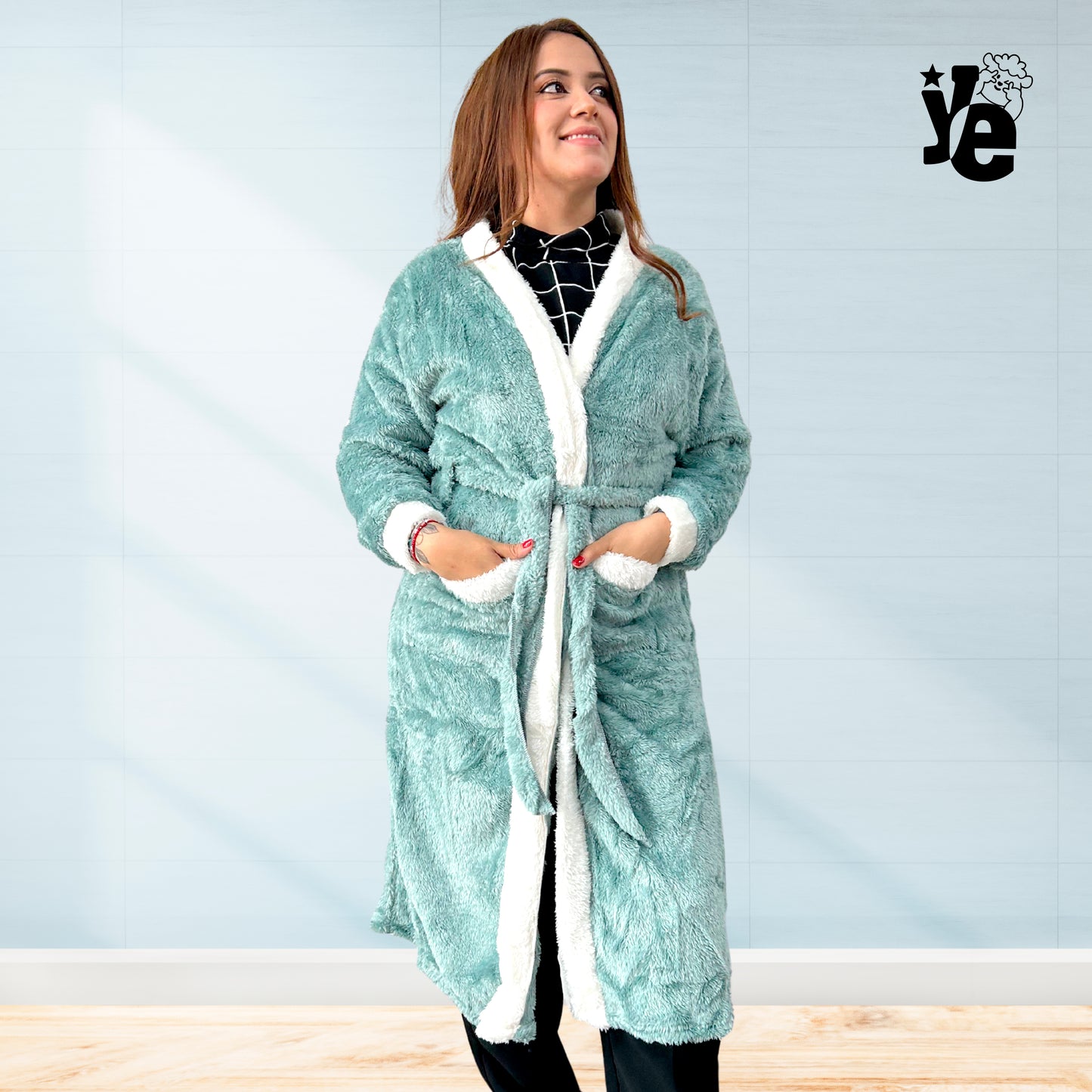 Bata larga de invierno para dormir 1 Pieza Para Dama Cómoda Suave Calientita Ye Store